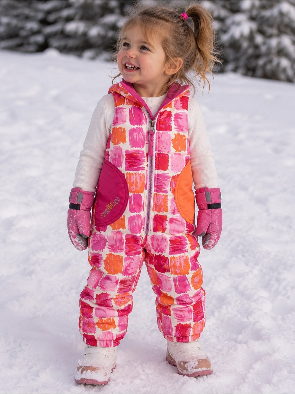 Vintage Obermeyer Pink Orange Tie Dye Bib Snow Ski Pants Sz 0-6M Colorado Winter